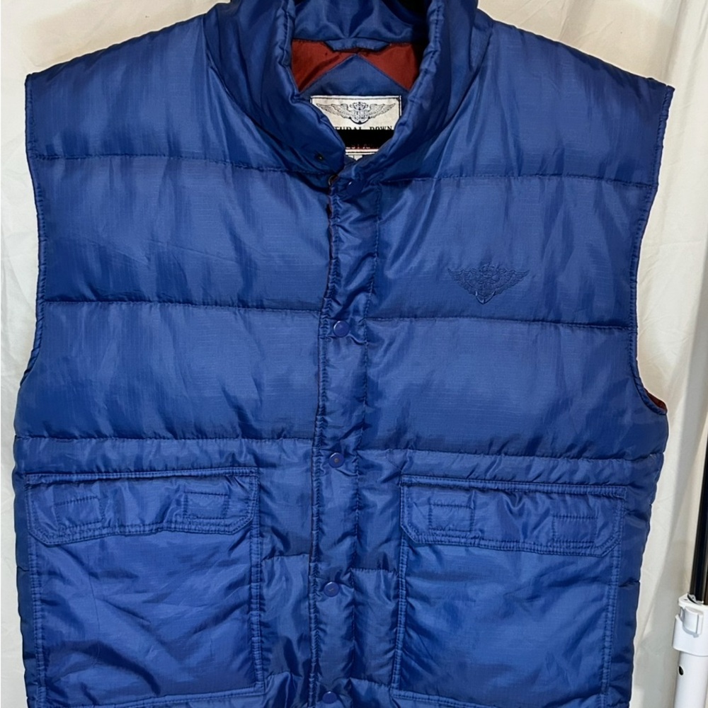 Natural Down Ten West Apparel Men's Vest Large Blue Inside Pockets